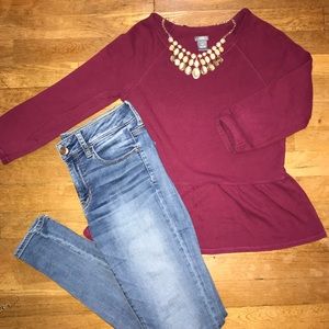 Peplum sweater 3/4 sleeve